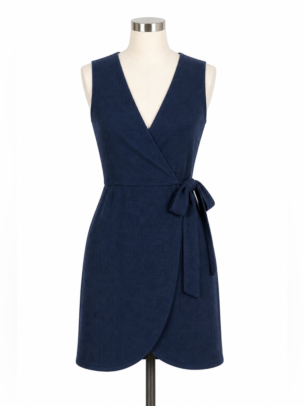 Madewell Texture & Thread Wrap Dress Blue Sleeveless Tie Waist